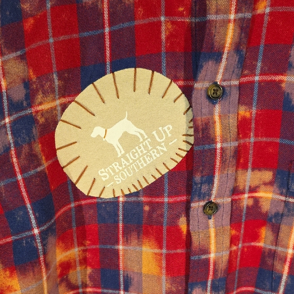 Upcycled Plaid Red And Orange Shirt - Picture 5 of 8